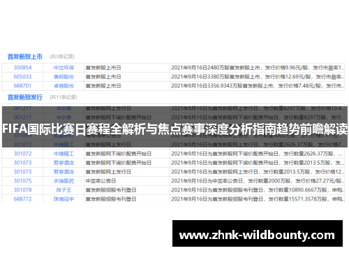 FIFA国际比赛日赛程全解析与焦点赛事深度分析指南趋势前瞻解读
